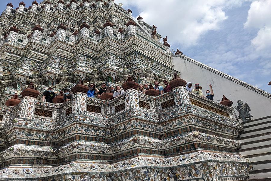 Clarkson students in Asia at a tourist destination